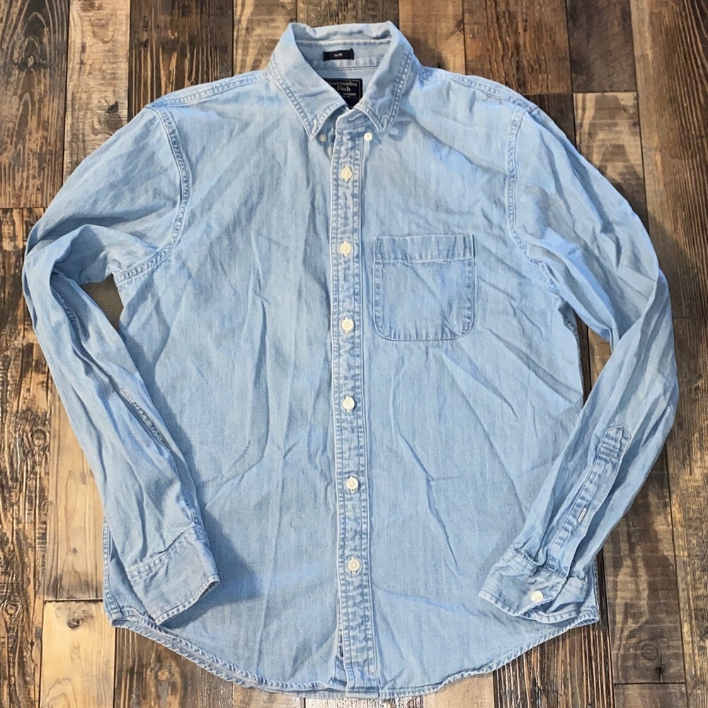 Abercrombie and Fitch Light Blue Denim Men's Shirt